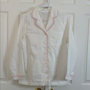 Brooks Brothers White Pajama Set with Pink Trim